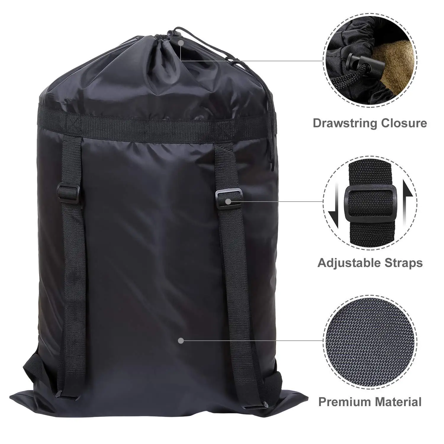 Hiking Backpack Waterproof - Black Oversized Polyester Waterproof Heavy-Duty Backpack