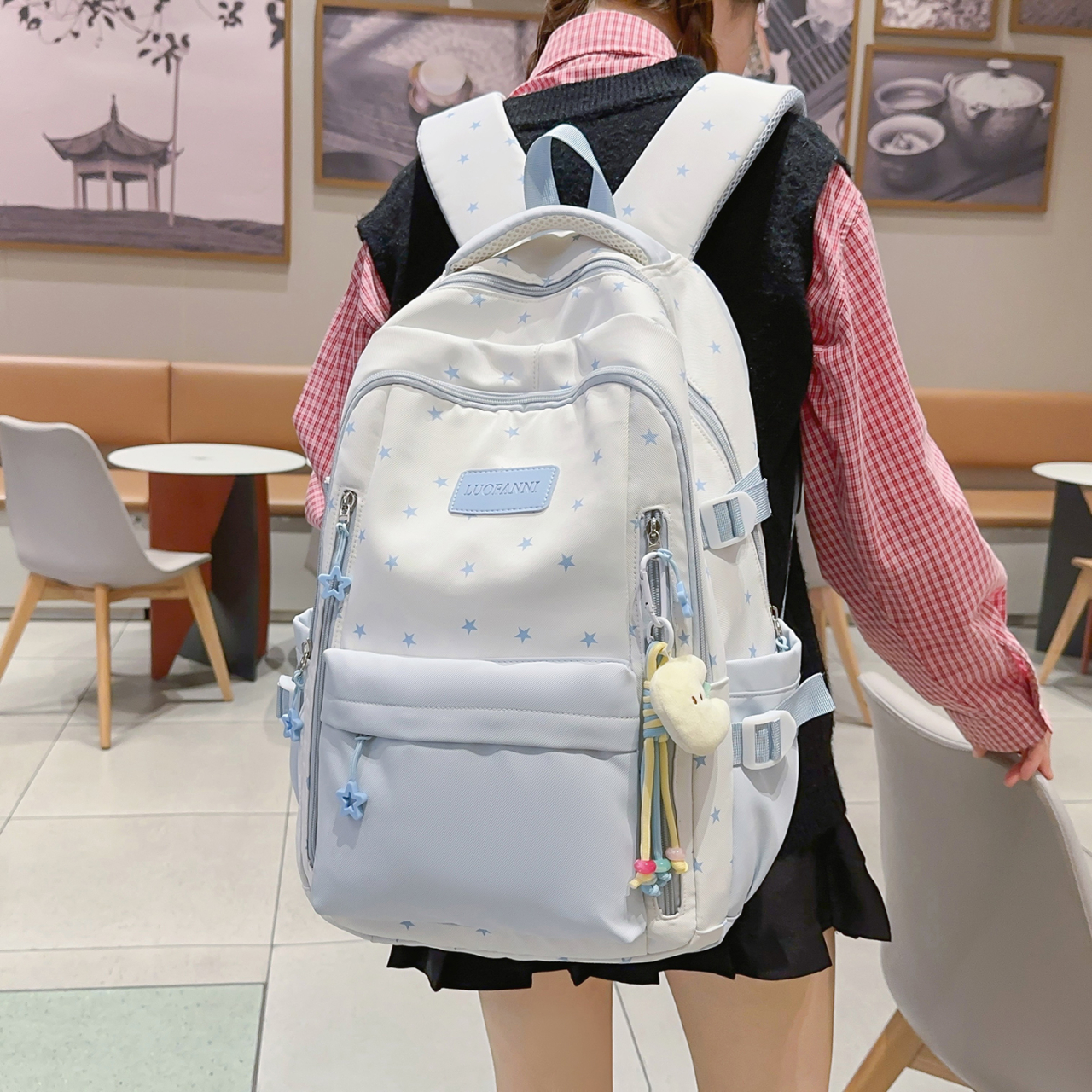 Women's Cream White & Yellow C – Canvas Backpack Casual recenzja i cena