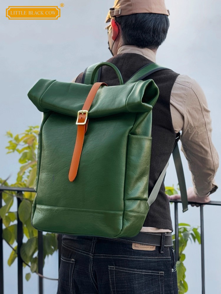 Large Capacity Mens Genuine Le – Leather Backpack Vintage recenzja i cena