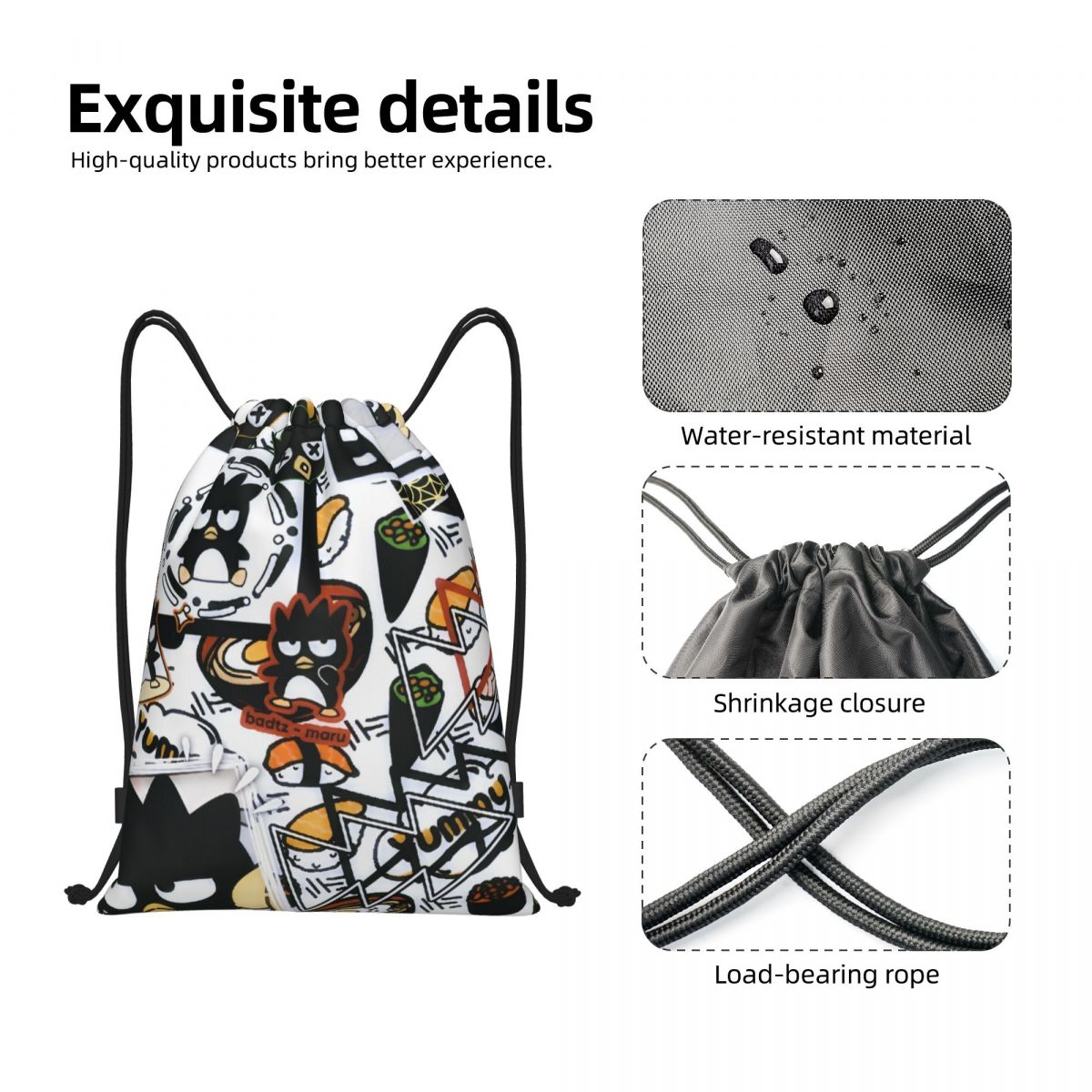 Cute Cartoon Penguin Bad Badtz – Drawstring Gym Bag recenzja i cena