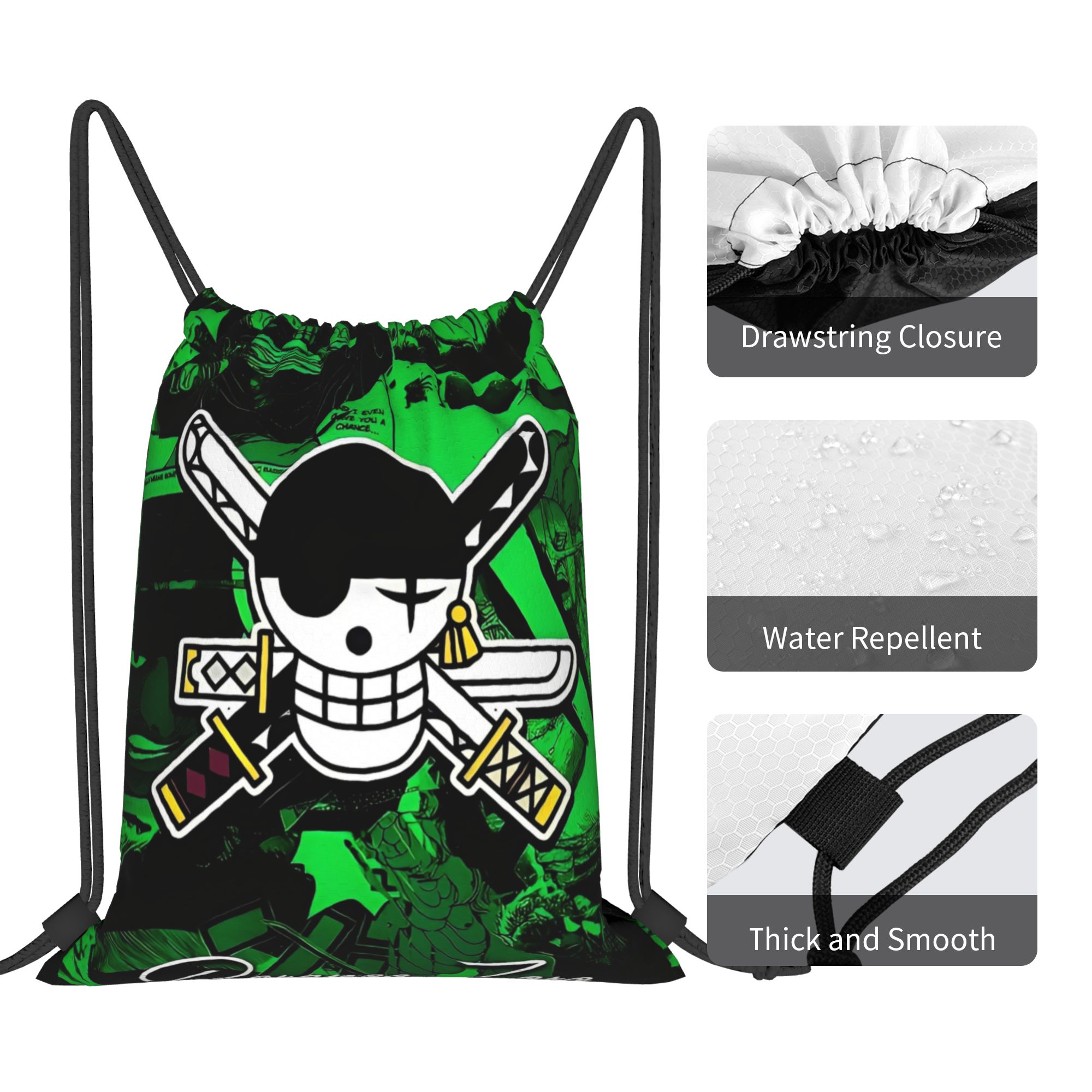 One Piece Zoro Skull Backpack  – Drawstring Gym Bag recenzja i cena