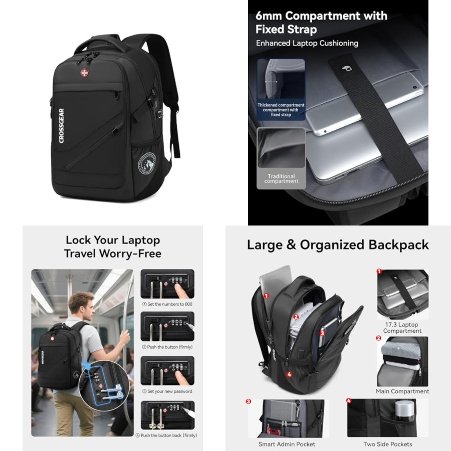 17.3'' Laptop Backpack for Men – Travel Backpack Anti Theft recenzja i cena