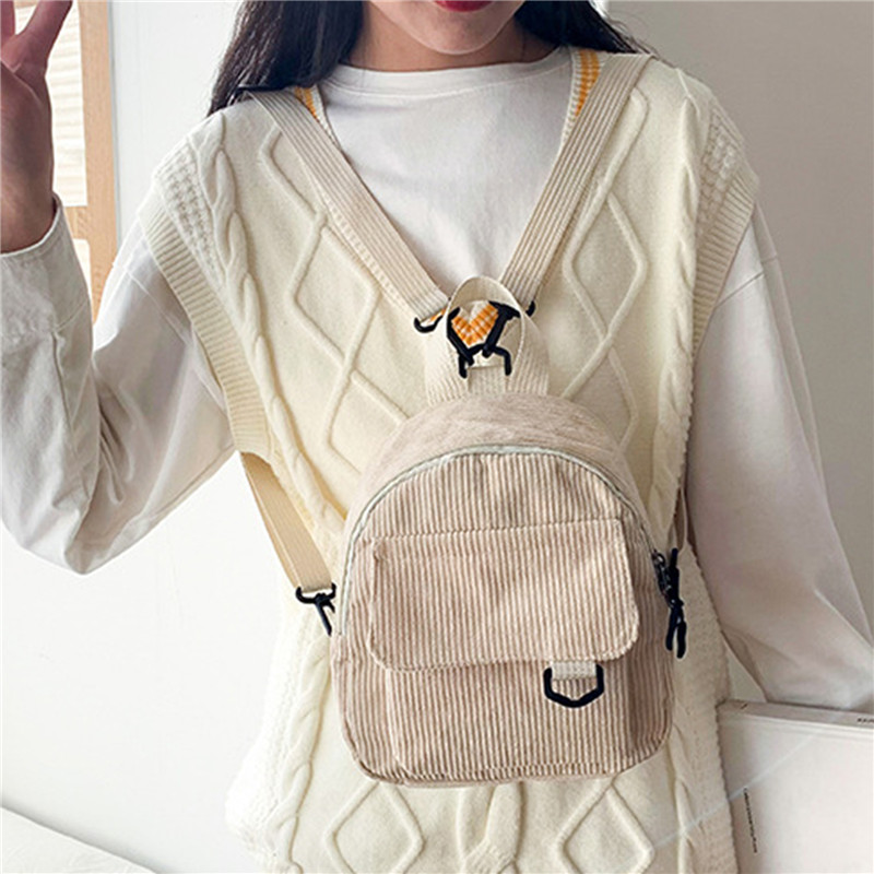 Solid Color Mini Backpack Cord – Fashion Backpack Women recenzja i cena